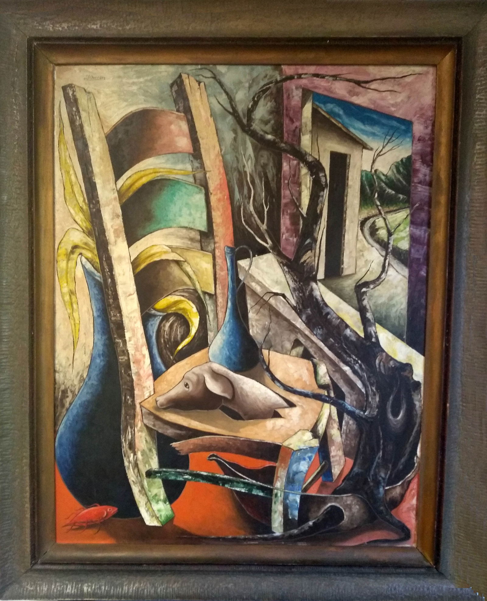 Original Haitian Painting by Jacques-Enguerrand Gourgue Still Life with Dog and Bottles (1 of 1)