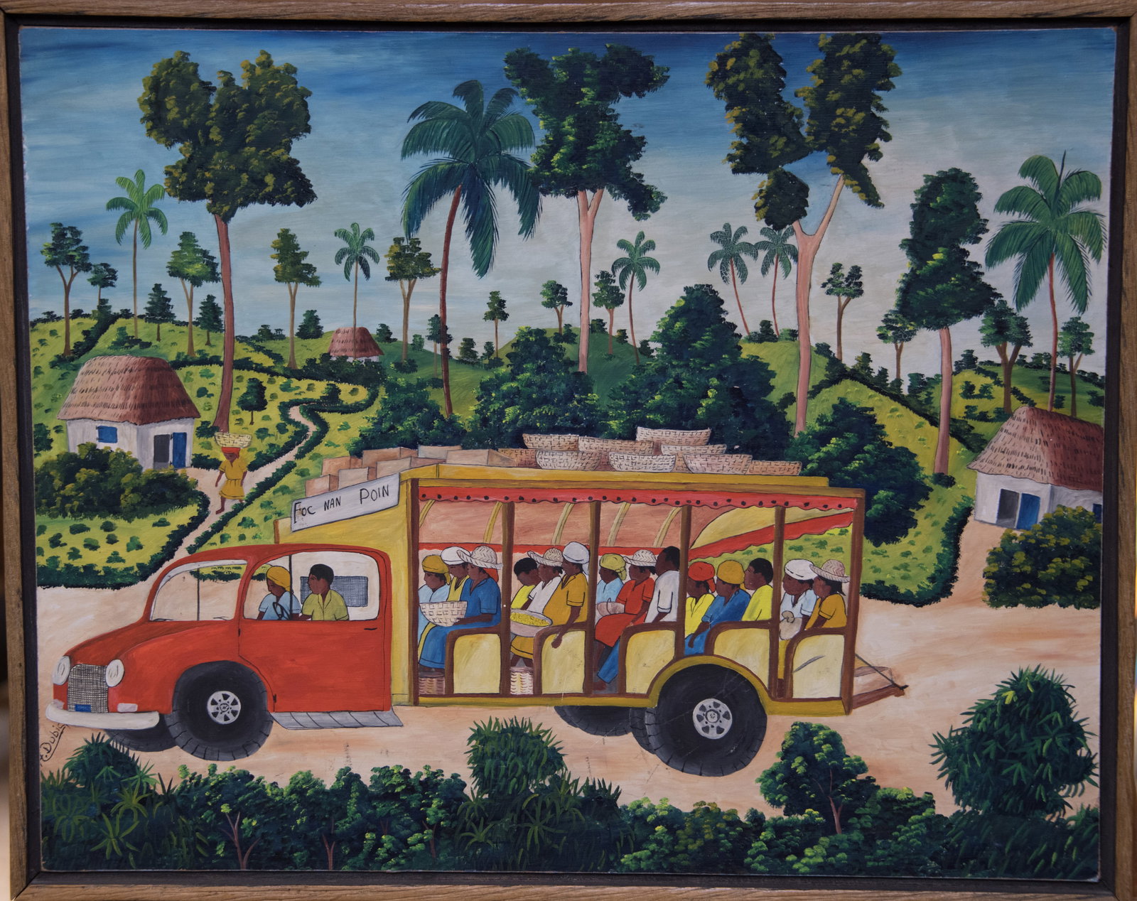 Bus Load of People Original Haitian Painting by A. Dubic: Bus Load of People Original Haitian Painting by A. Dubic Oil on Masonite FRAMED