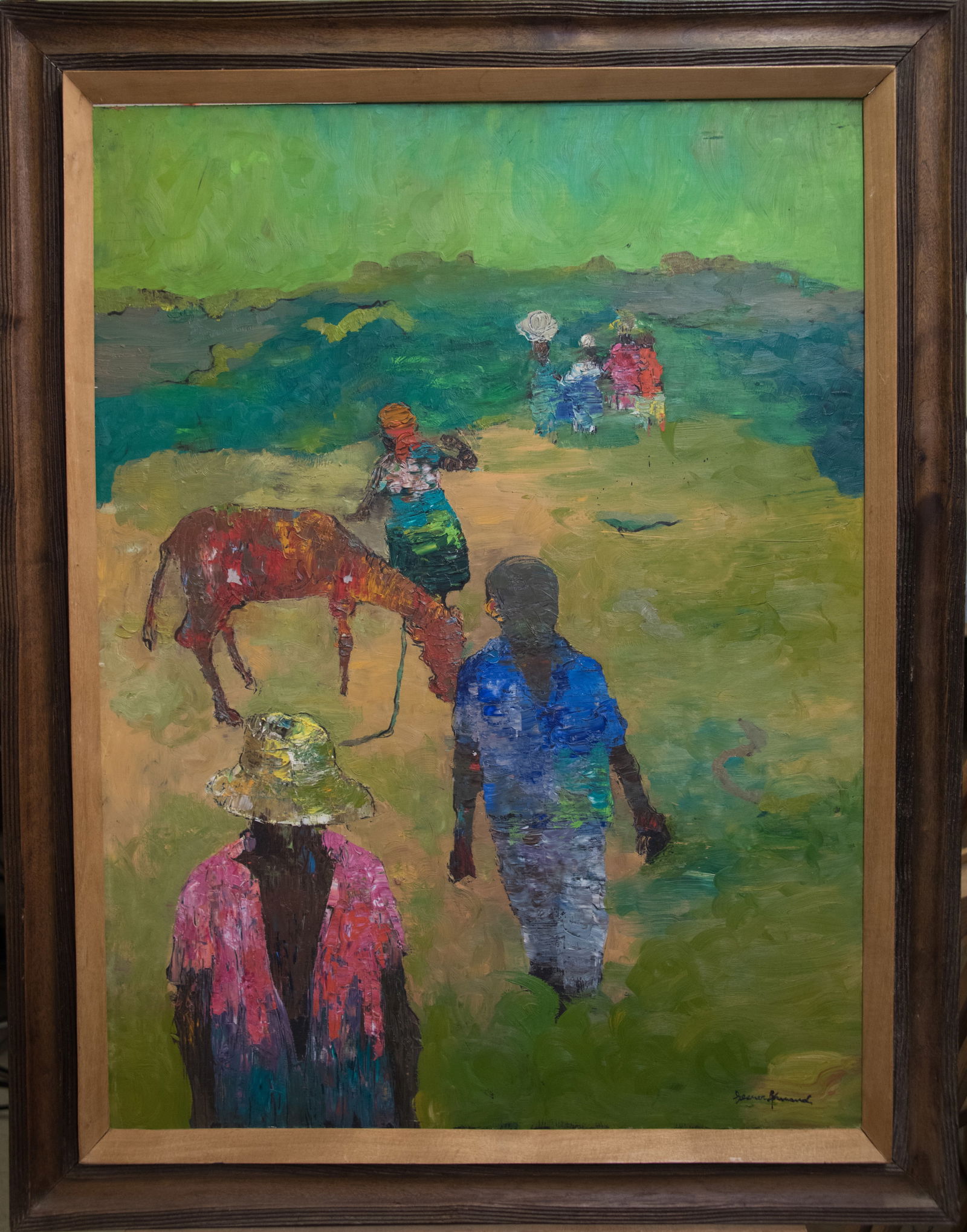 Figures and Horse in a Verdant Landscape - Haitian Painting by Gesner Armand (1 of 1)