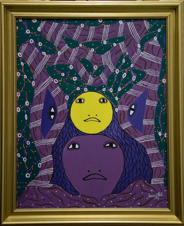 Voodoo Spirits (Purple and Yellow) Original Haitian Painting by Levoy Exil (1 of 1)