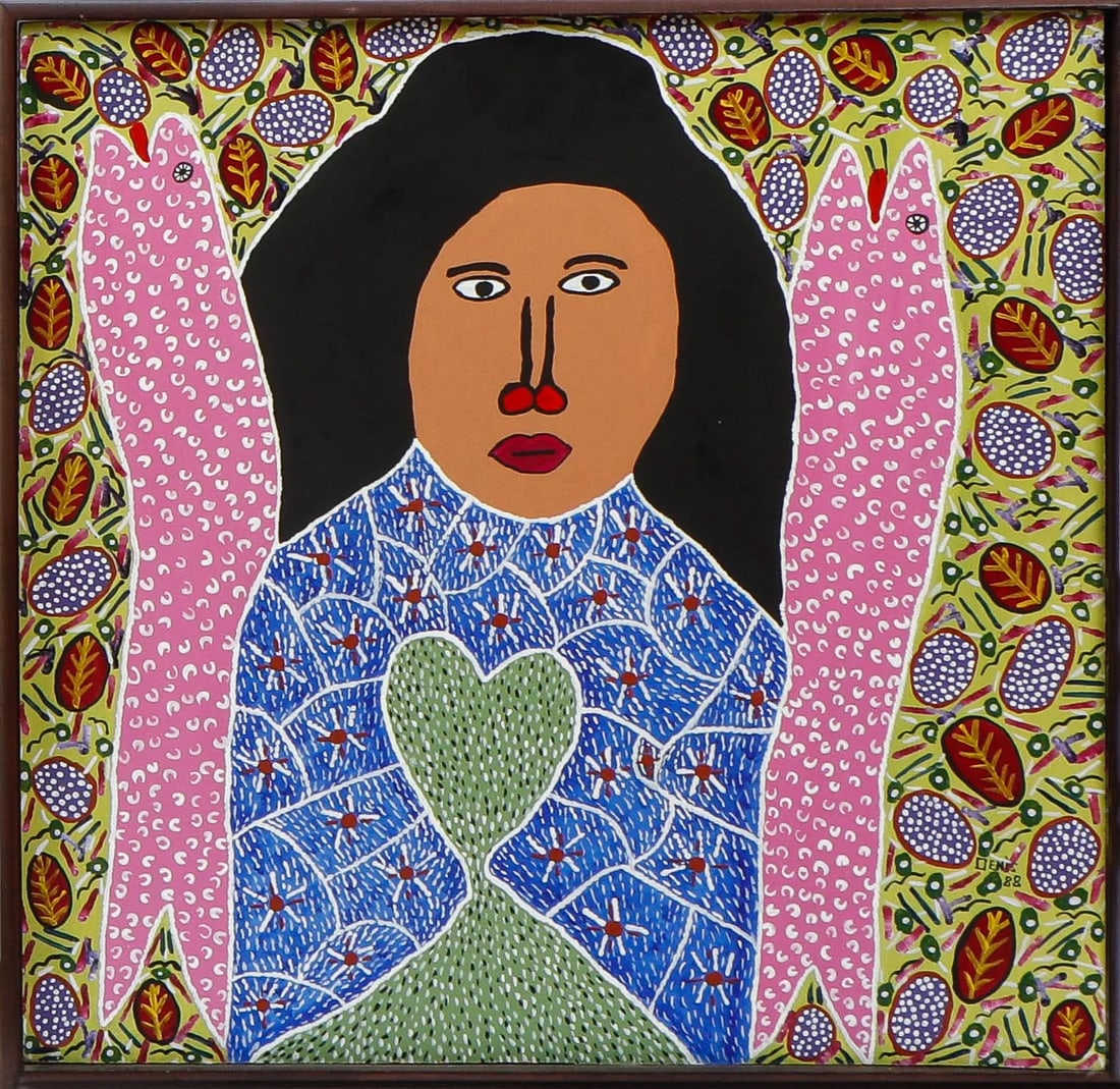 Original Haitian Painting by Denis Smith 1 Figure with Serpents (1 of 1)