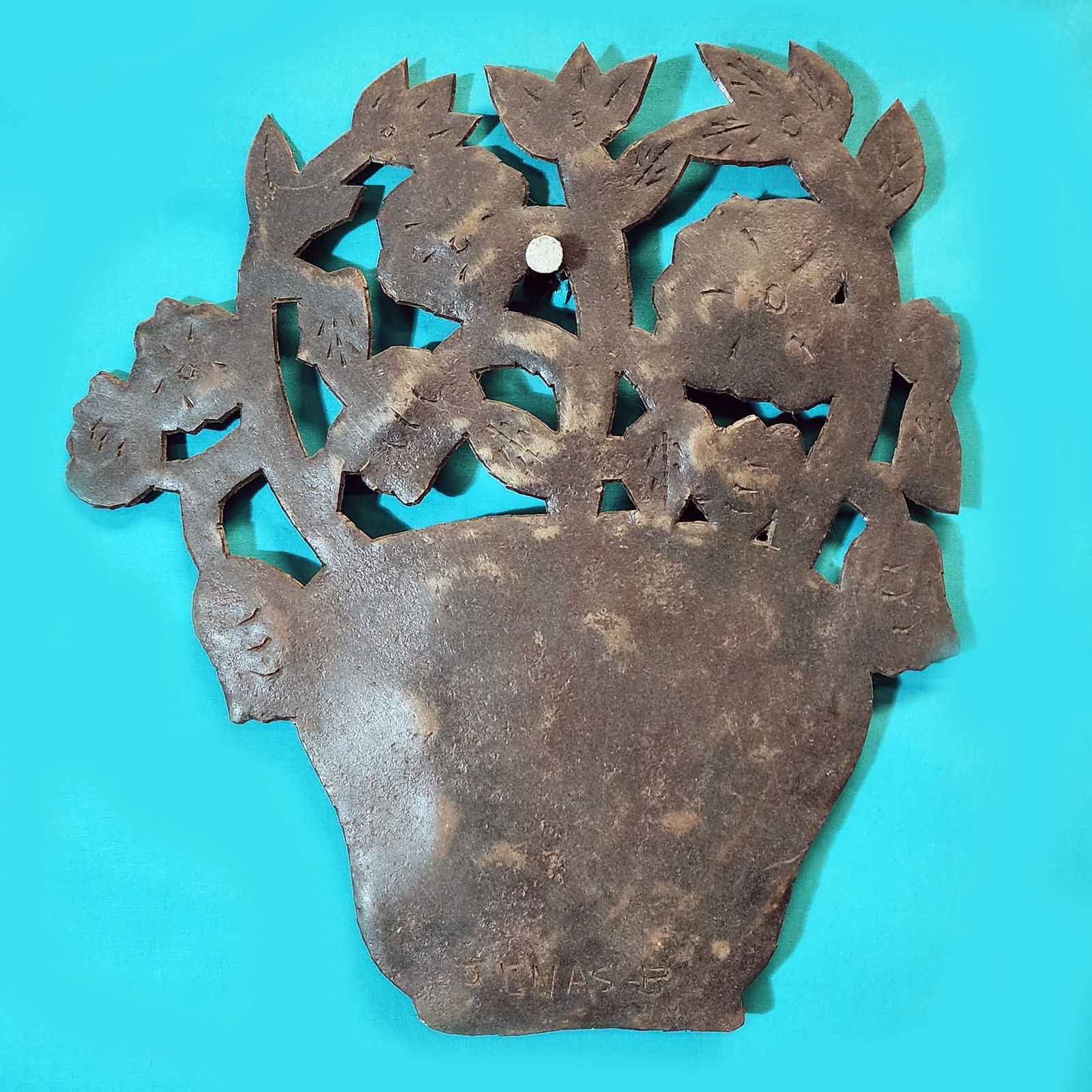 Pot of Flowers - Haitian Metal Sculpture by Jonas Balan (1 of 1)