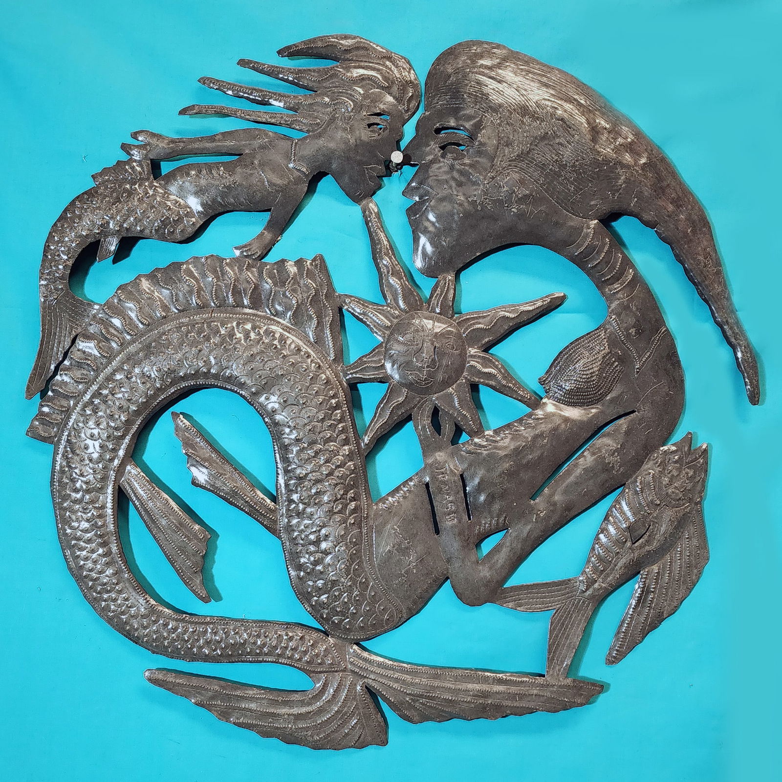 Mermaid with Child - Haitian Metal Sculpture by Jonas Balan (1 of 1)