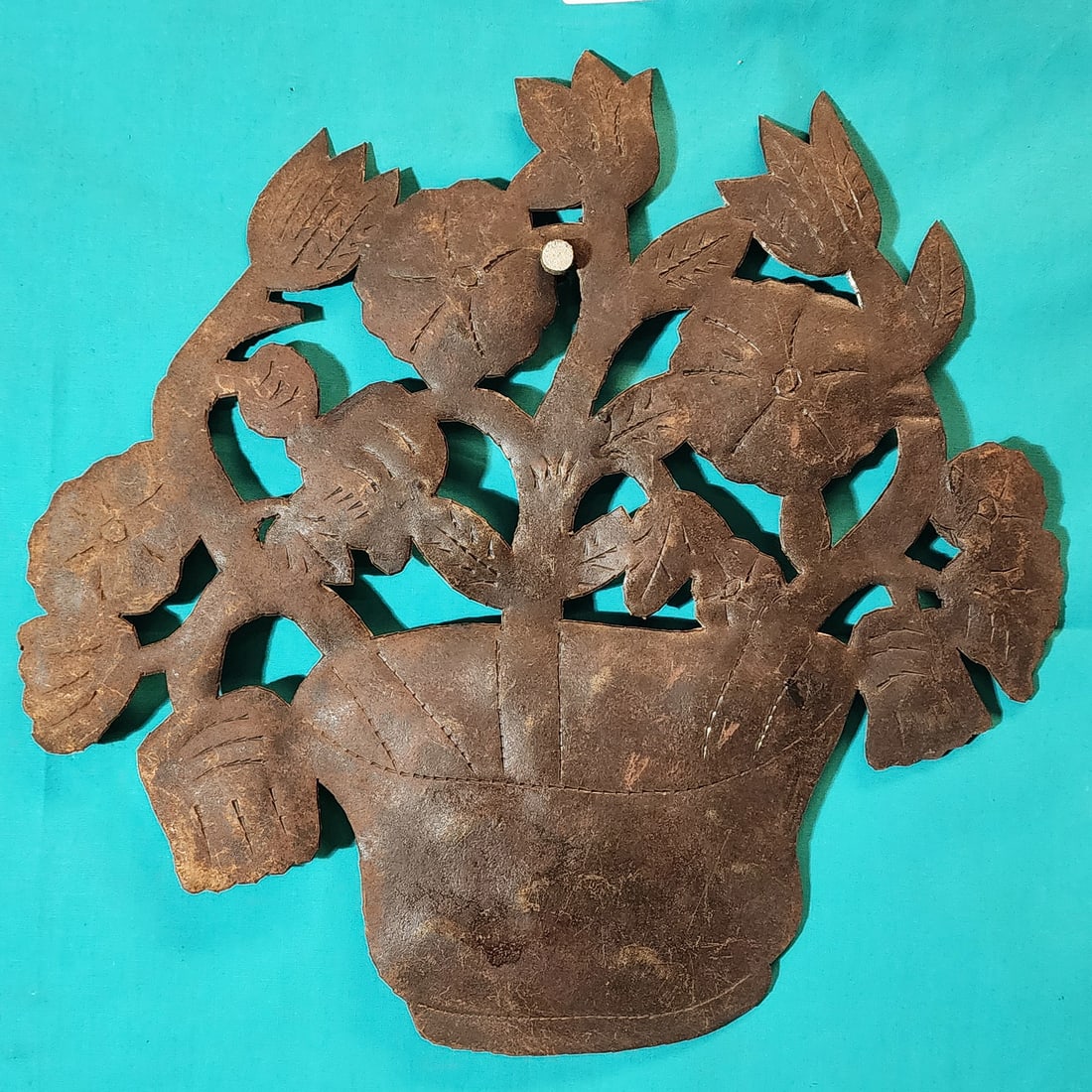 Pot of Flowers - Haitian Metal Sculpture by Unknown Artist (1 of 1)