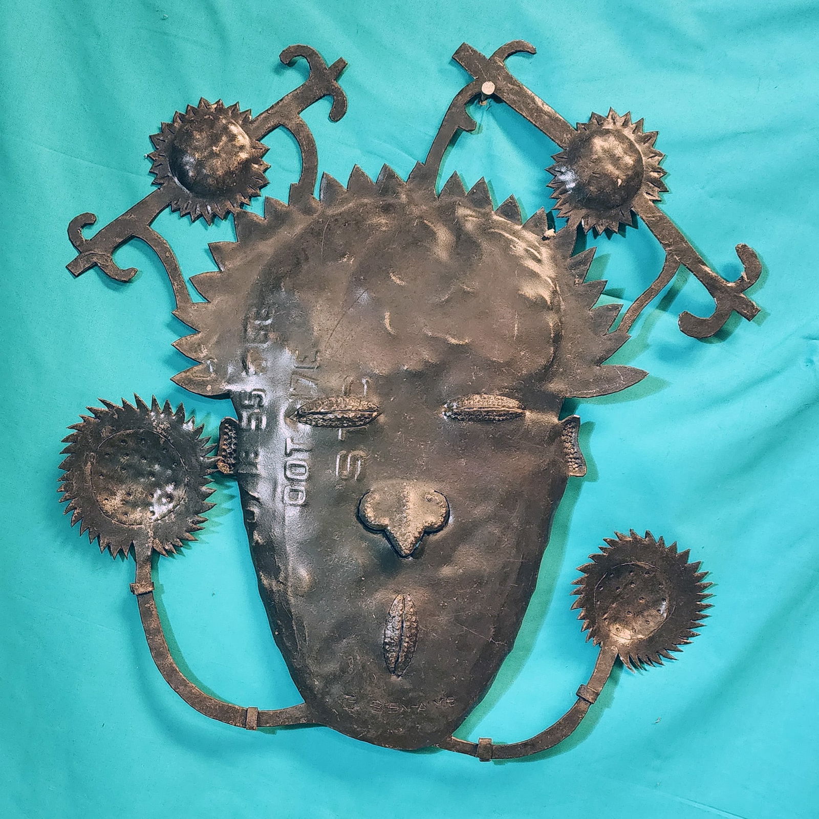 Mask - Haitian Metal Sculpture by Gabriel Bien-Aime (1 of 1)