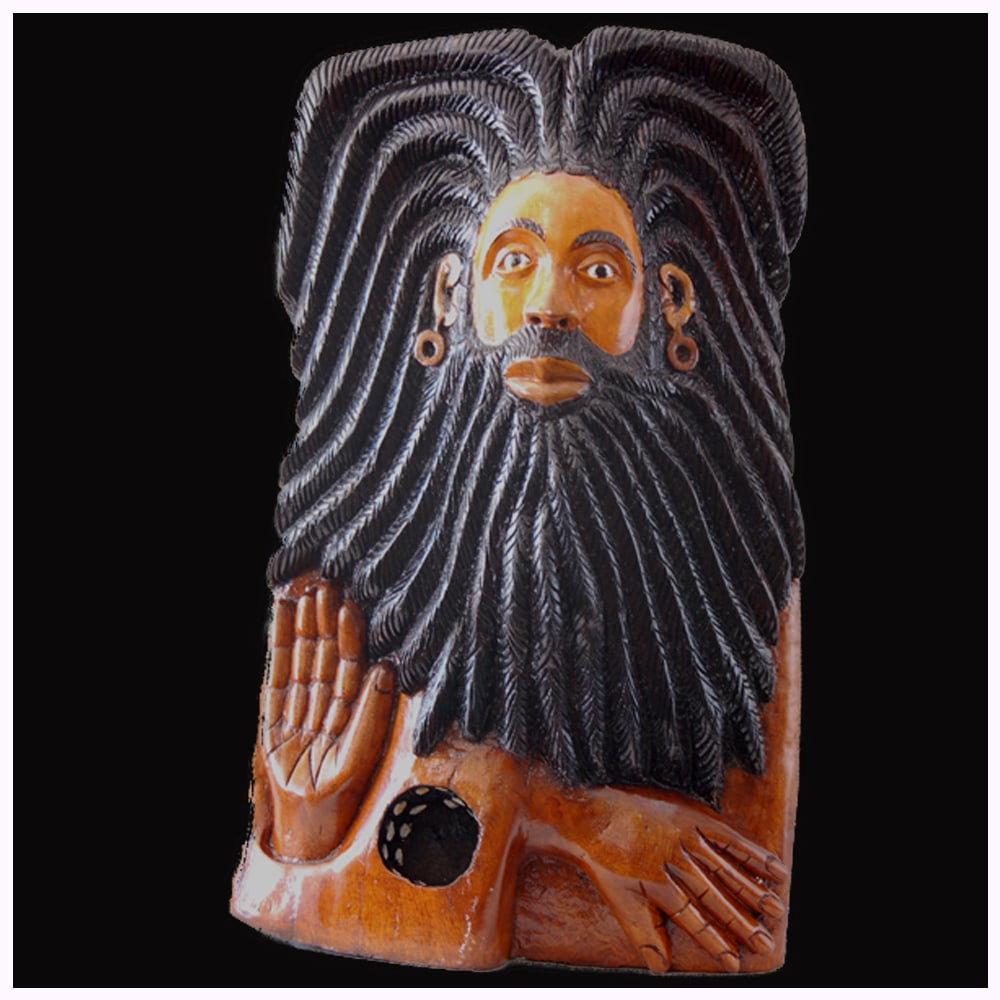 Man with Black Beard - Haitian Wood Carving by Destine Blaise (1 of 1)