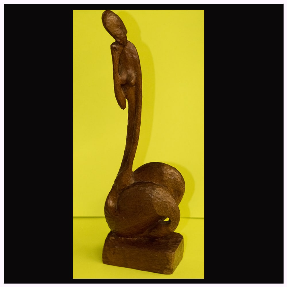 Woman Looking Down - Haitian Wood Carving by Ludovic Booz (1 of 1)