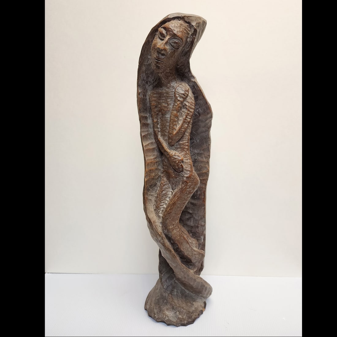 Woman with Hooded Cape - Haitian Wood Carving (1 of 1)
