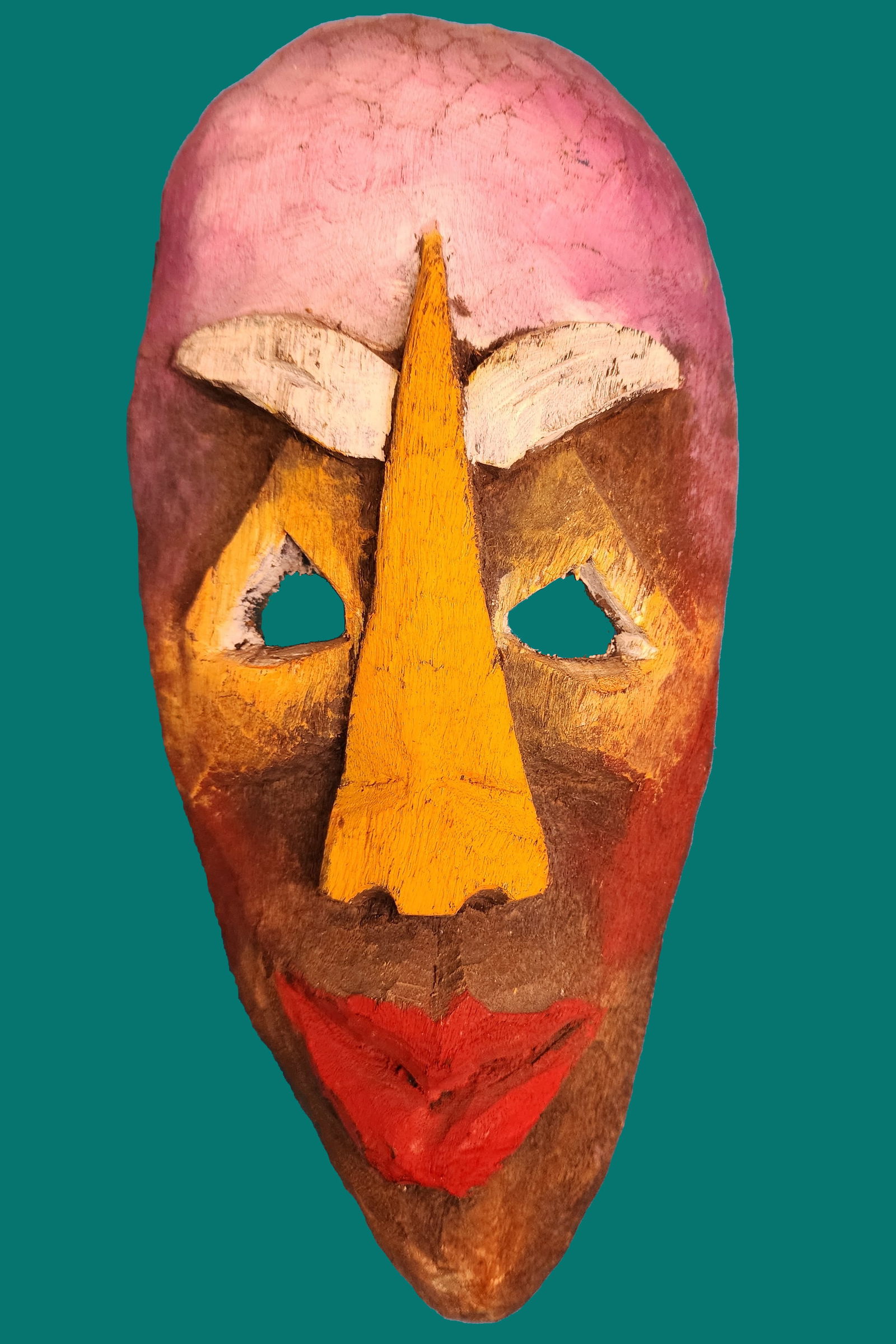 Painted Mask with Angel - Haitian Wood Carving (1 of 1)