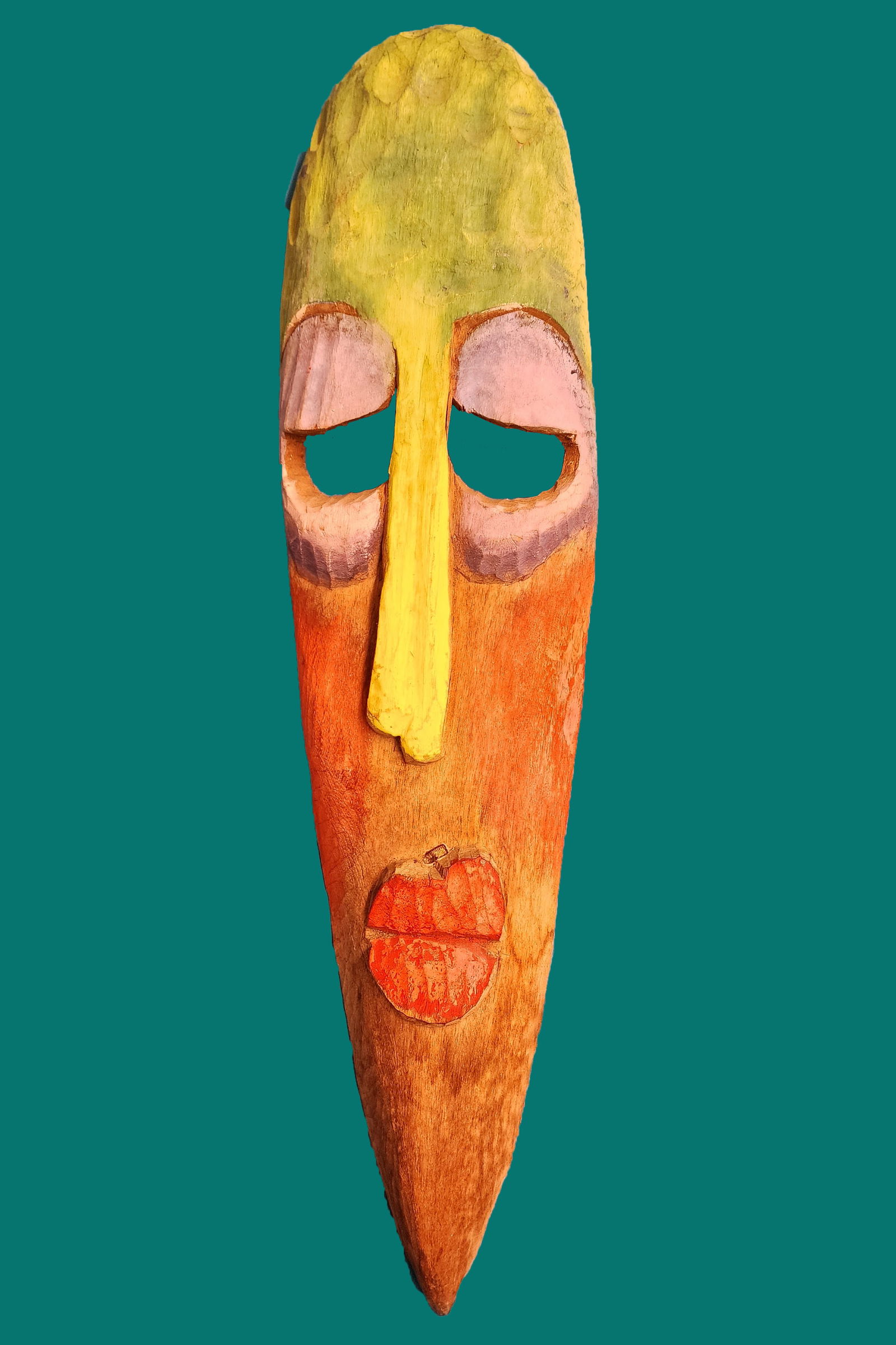 Painted Mask with Tree - Haitian Wood Carving (1 of 1)
