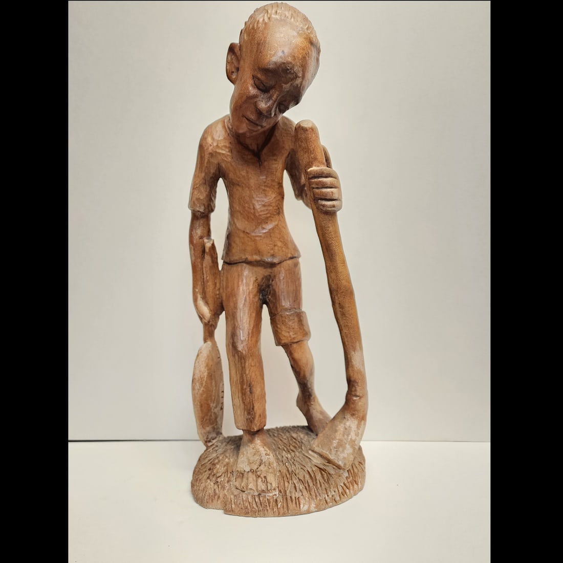 Man with Shovel and Hoe - Haitian Wood Carving (1 of 1)