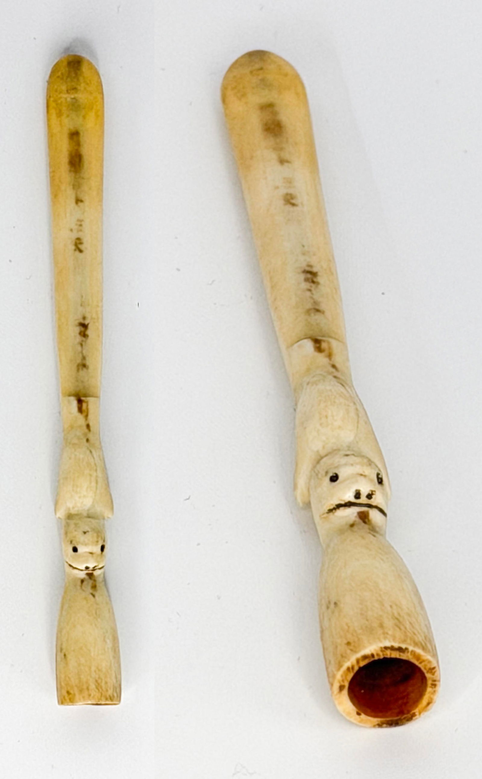 Inuit Walrus Ivory Tobacco Pipe Stem (or Mouthpiece) with Carved Seal Effigy (1 of 1)