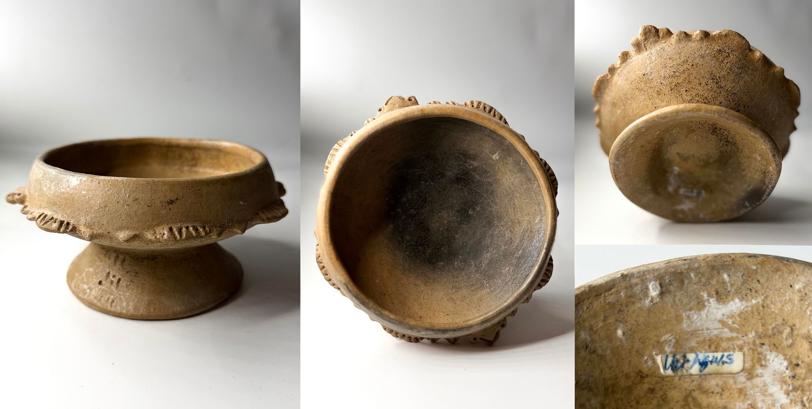 Rare Pre-Columbian Pedestal Bowl with Applied Rim Appliqués / Knobs, from the Dr. Cornelius Osgood (1 of 1)
