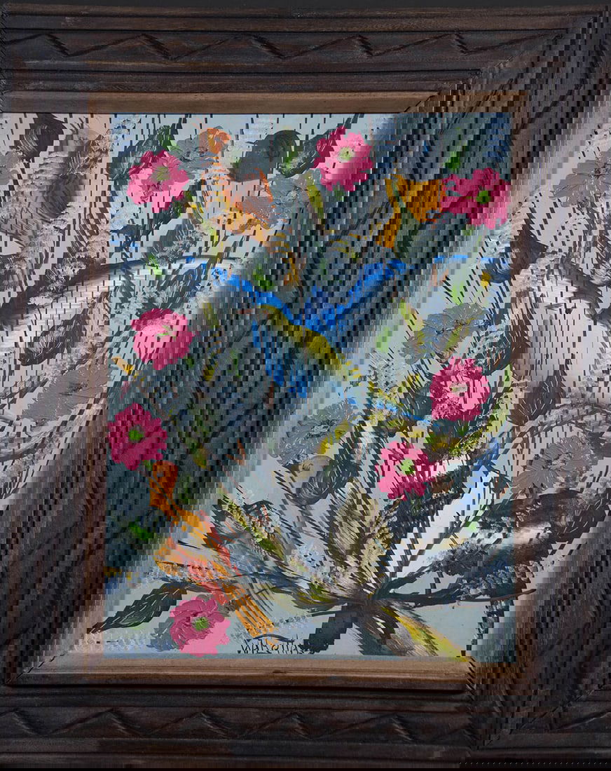 W. Abellard Blue and Yellow Bird with Wings Spread (1 of 1)