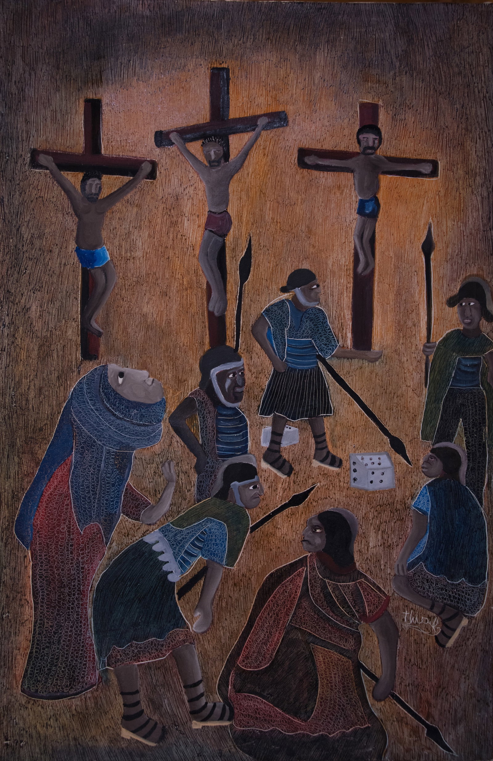 Three Crucifixes Original Haitian Painting by Erimstral Charles (Thialy) (1 of 1)