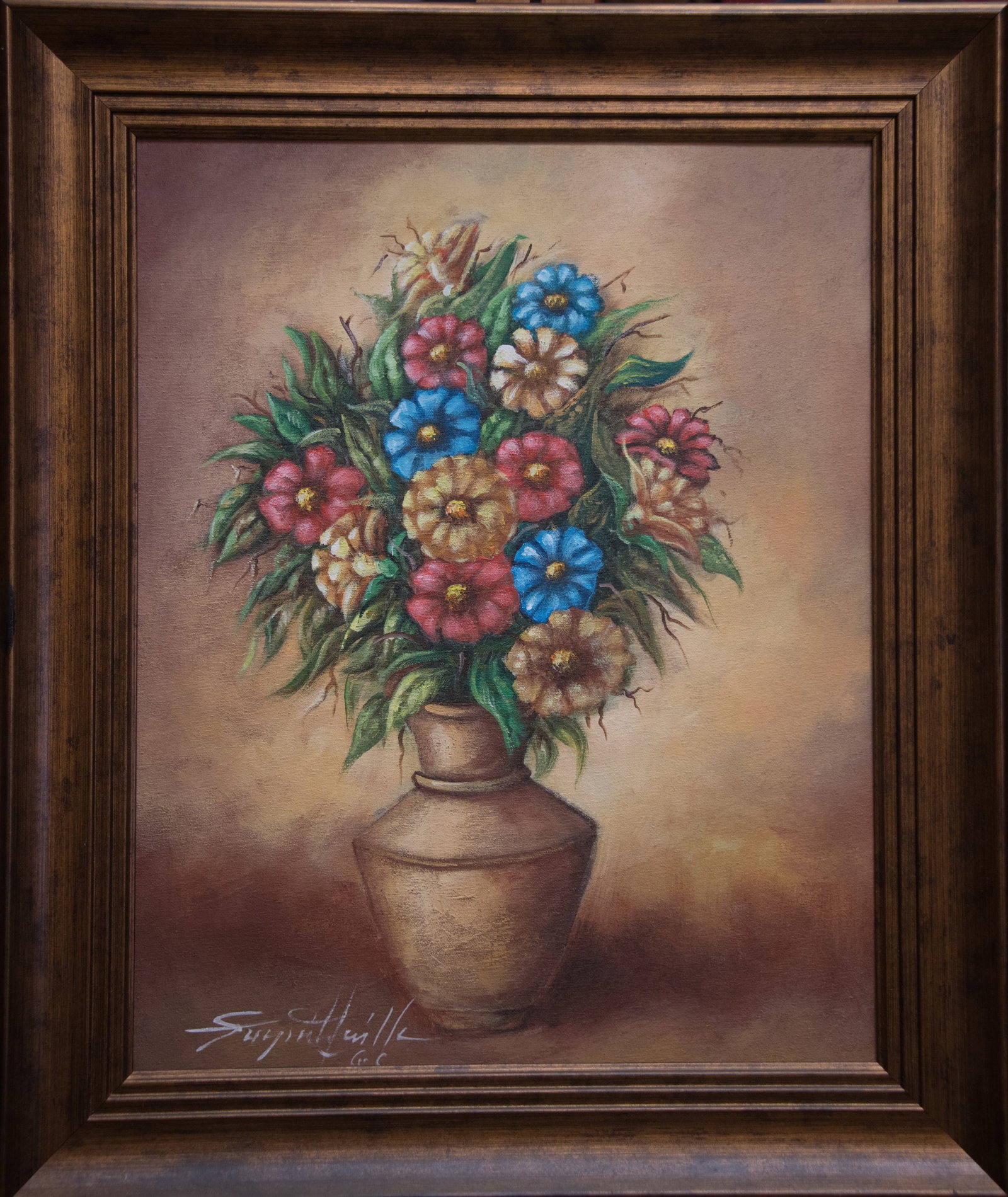 Vase and Flowers - Haitian Painting by Raymond Lafaille (1 of 1)