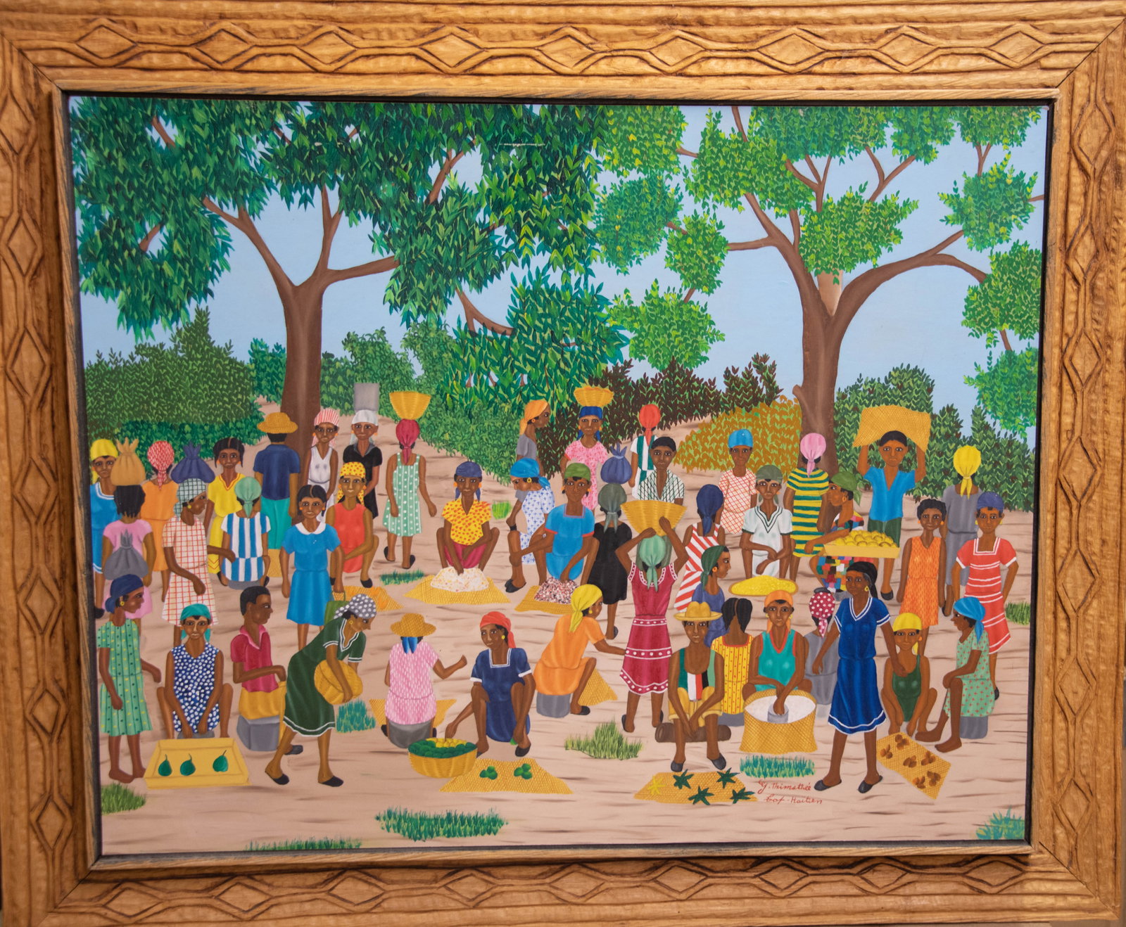 Haitian Women at Outdoor Market Original Haitian Painting by Y. Thimsthee (1 of 1)