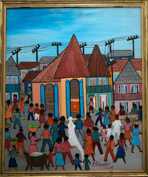 Original Haitian Painting -Wedding Day by Etienne Chavannes: Original Haitian Painting -Wedding Day by Etienne Chavannes FRAMED