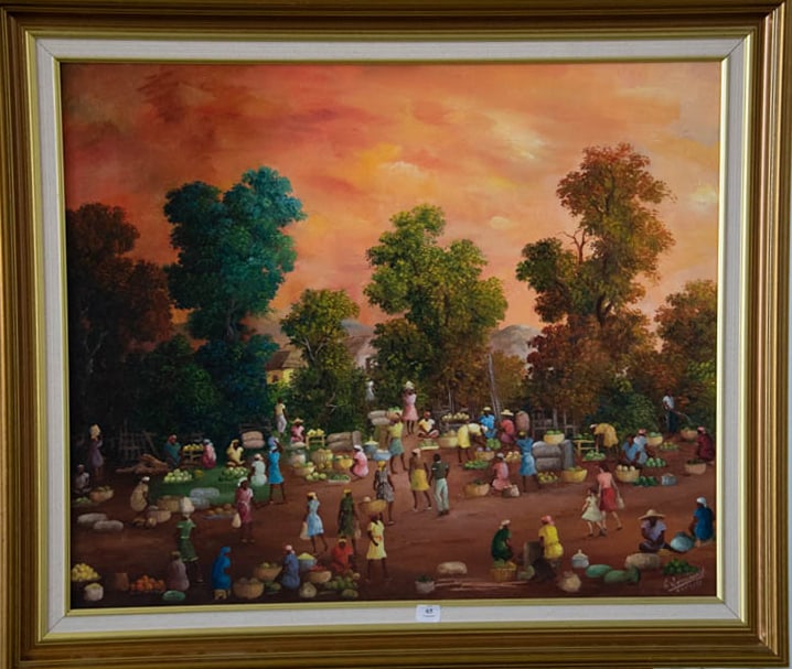 Dawn Market Original Haitian Painting by Galland Semerand (1 of 1)