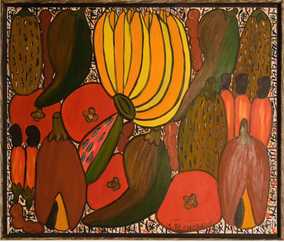 Sisson Blanchard Original Haitian Painting Fruits: Sisson Blanchard Original Haitian Painting Fruits- FRAMED