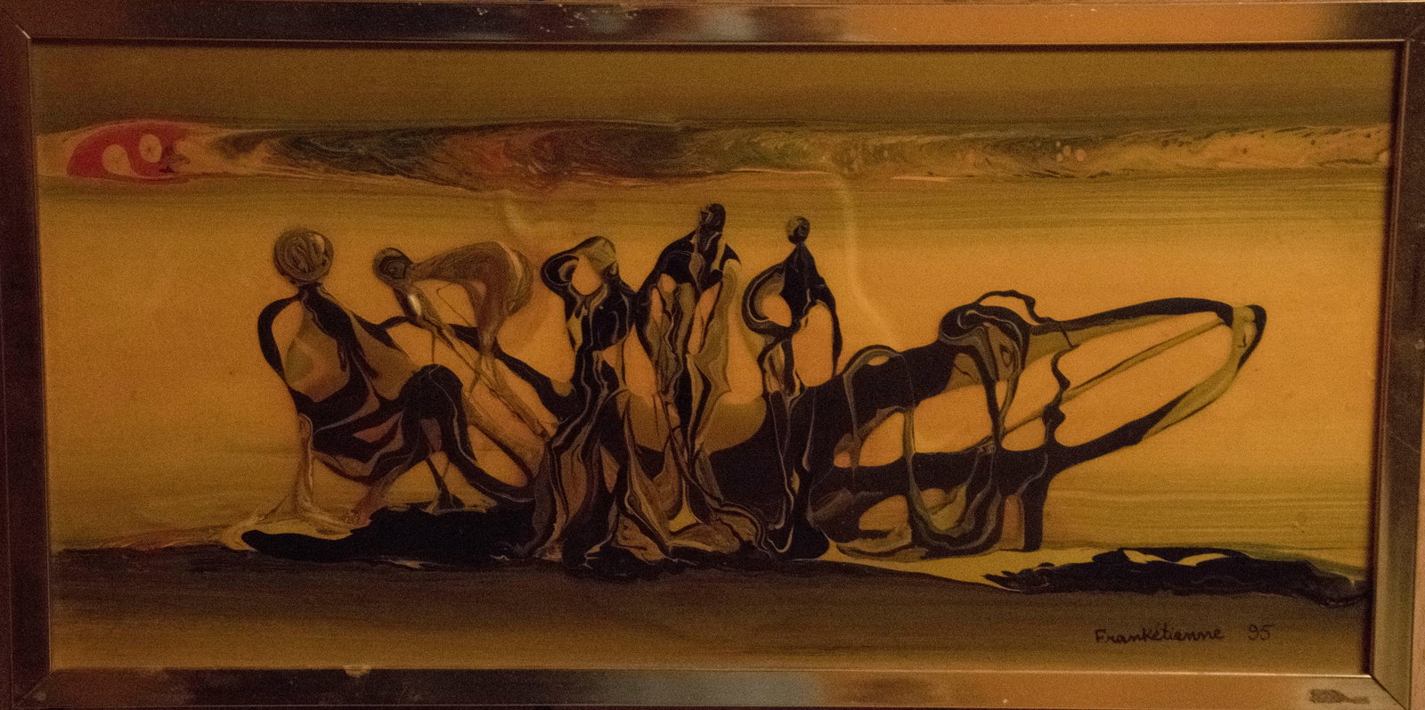 Frank Etienne Original Haitian Painting Drip Painting Mixed Media on Wood: Frank Etienne Original Haitian Painting Drip Painting Mixed Media on Wood-Mixed Media on Wood FRAMED GMS FAVORITE