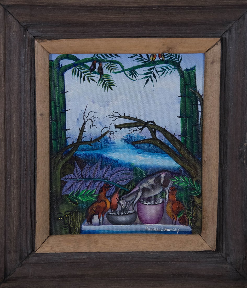 Original Haitian Painting by Roi David Annisey Eating Under the Trees (1 of 1)
