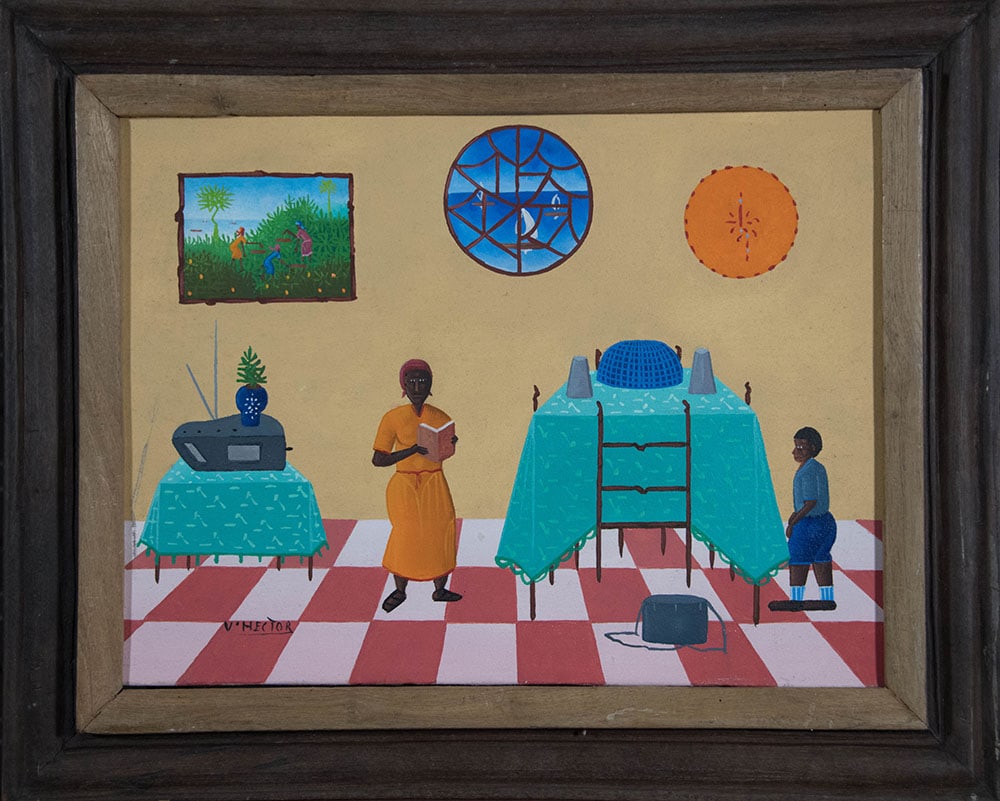 Mother and Child Original Haitian Painting by Voltaire Hector: Mother and Child Original Haitian Painting by Voltaire Hector Oil on Canvas FRAMED