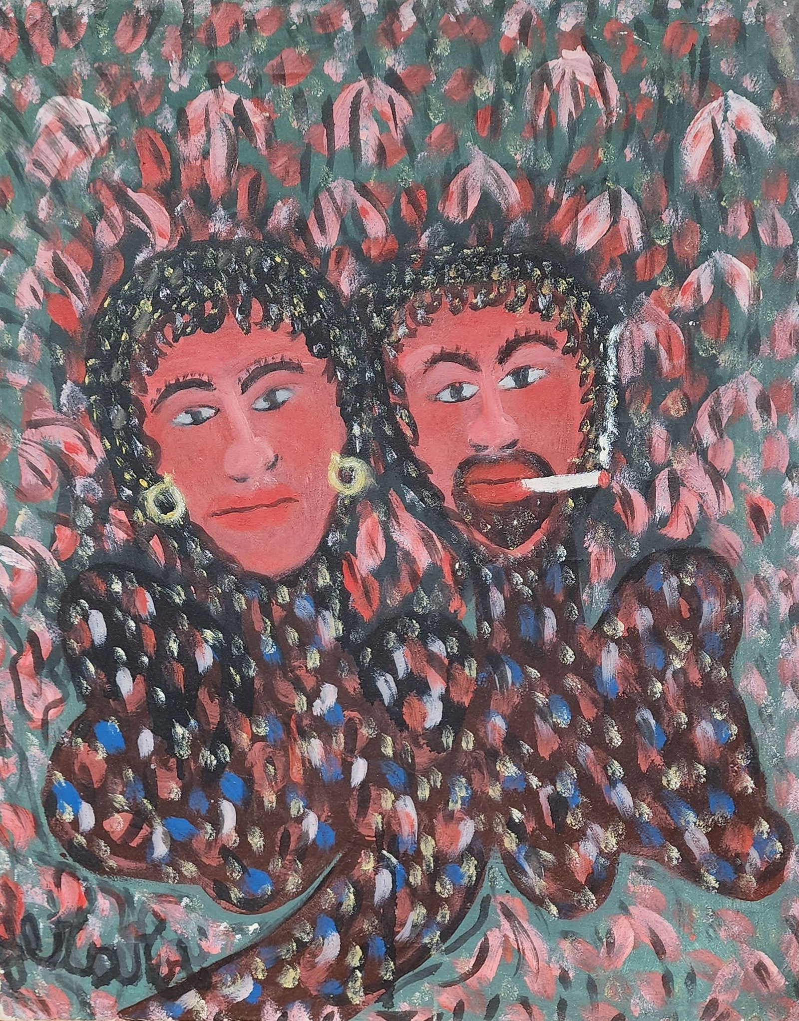 Couple Original Haitian Painting by Gerard Fortune: Couple Original Haitian Painting by Gerard Fortune Oil on Canvas Stretched, No Frame
