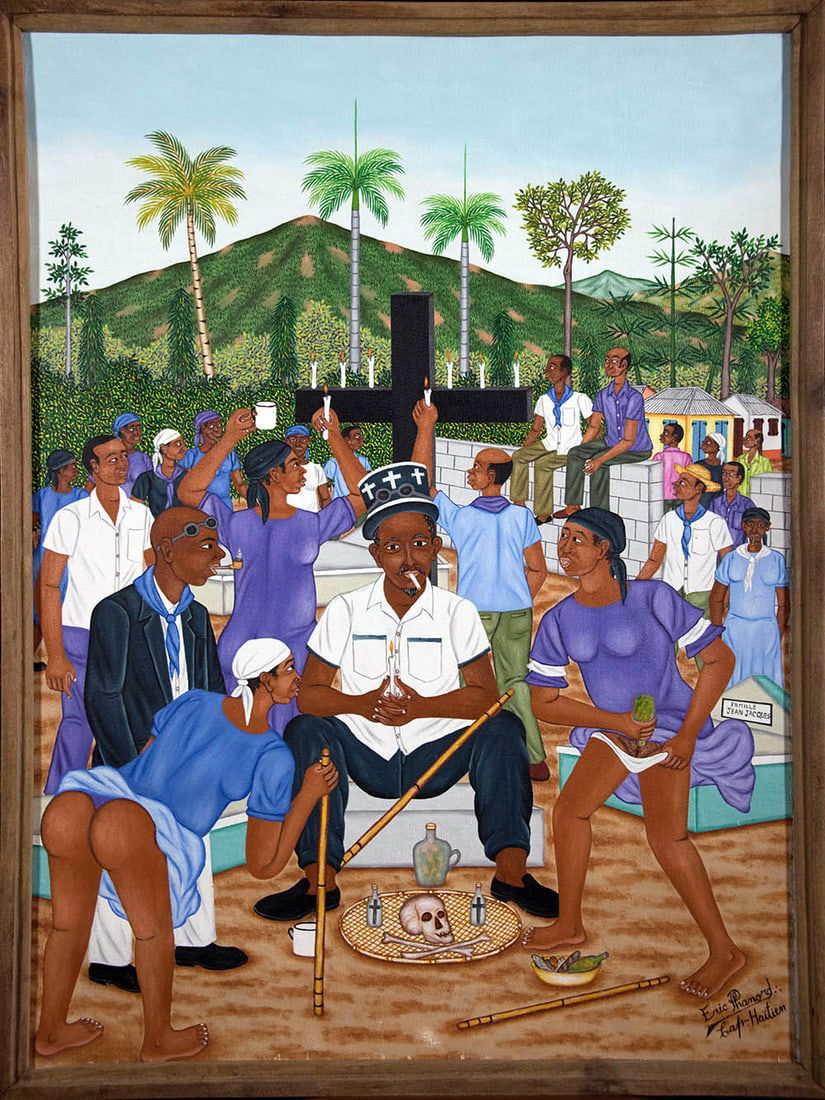 Voodoo Ceremony Original Haitian Painting by Eric Phanord: Voodoo Ceremony Original Haitian Painting by Eric Phanord Oil on Canvas Framed