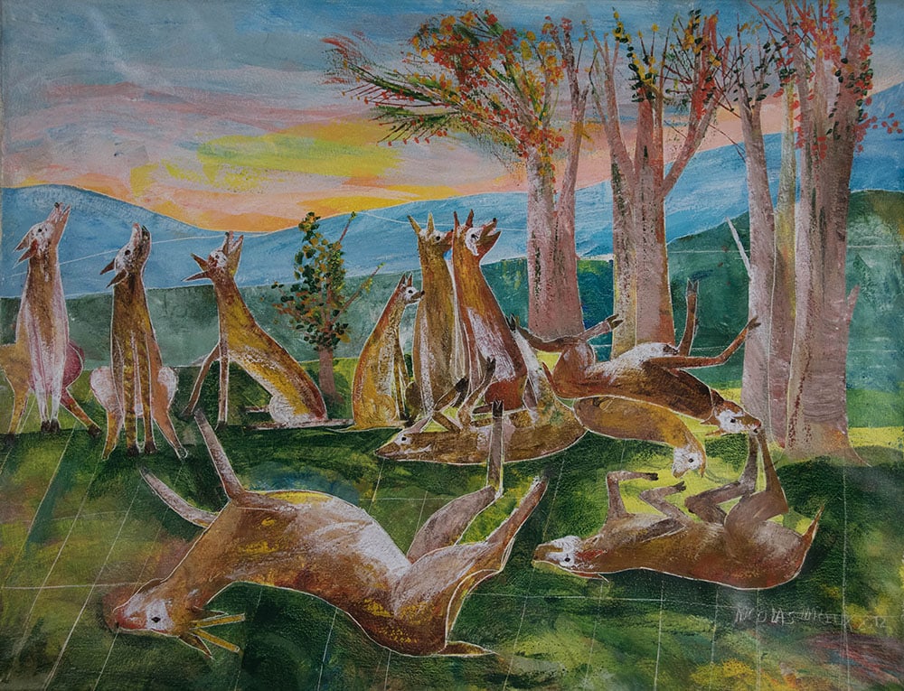 Field of Deer Original Haitian Painting by Nicolas Dreux (1 of 1)