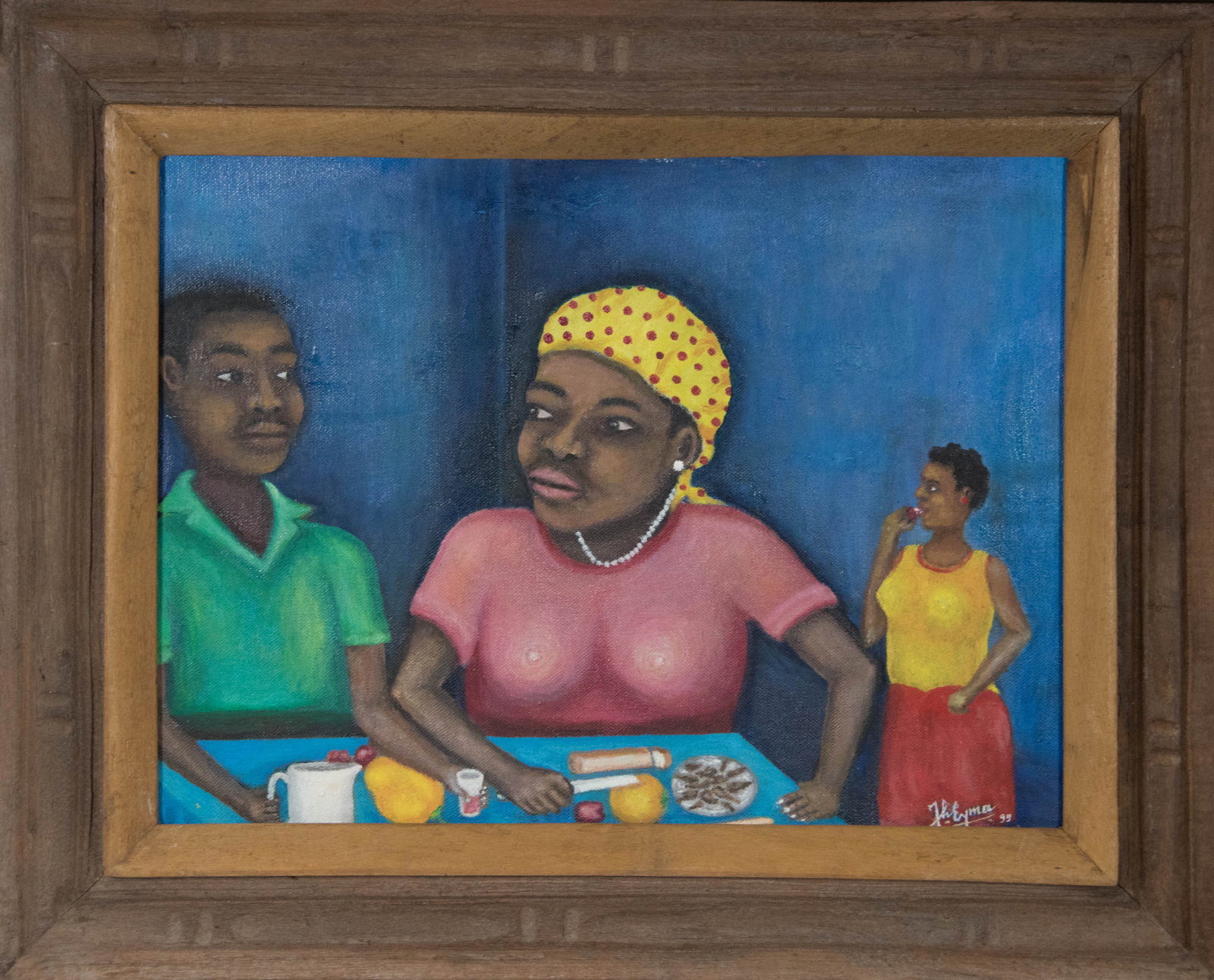 Lady in Pink Original Haitian Painting by Jospeh Eyma: Lady in Pink Original Haitian Painting by Jospeh Eyma Acrylic on Canvas Framed