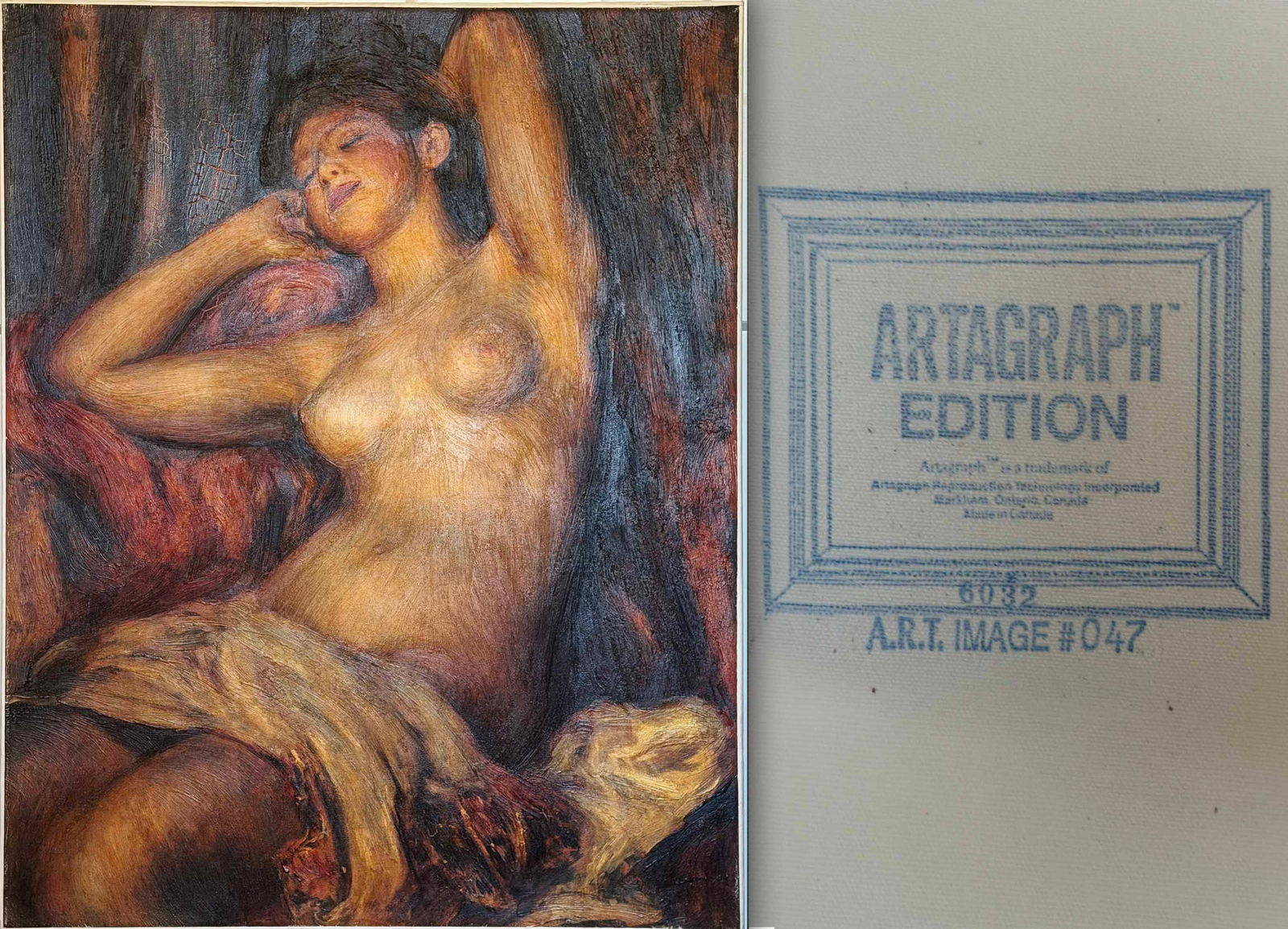 Pierre-Auguste Renoir (after) – "La Dormeuse" (The Sleeper), Artagraph Edition Reproduction on: Offered is a high-quality Artagraph Edition reproduction of Pierre-Auguste Renoir's iconic "La Dormeuse" (also known as "Jeune fille endormie" or "The Sleeping Girl"), depicting a serene, reclining nu