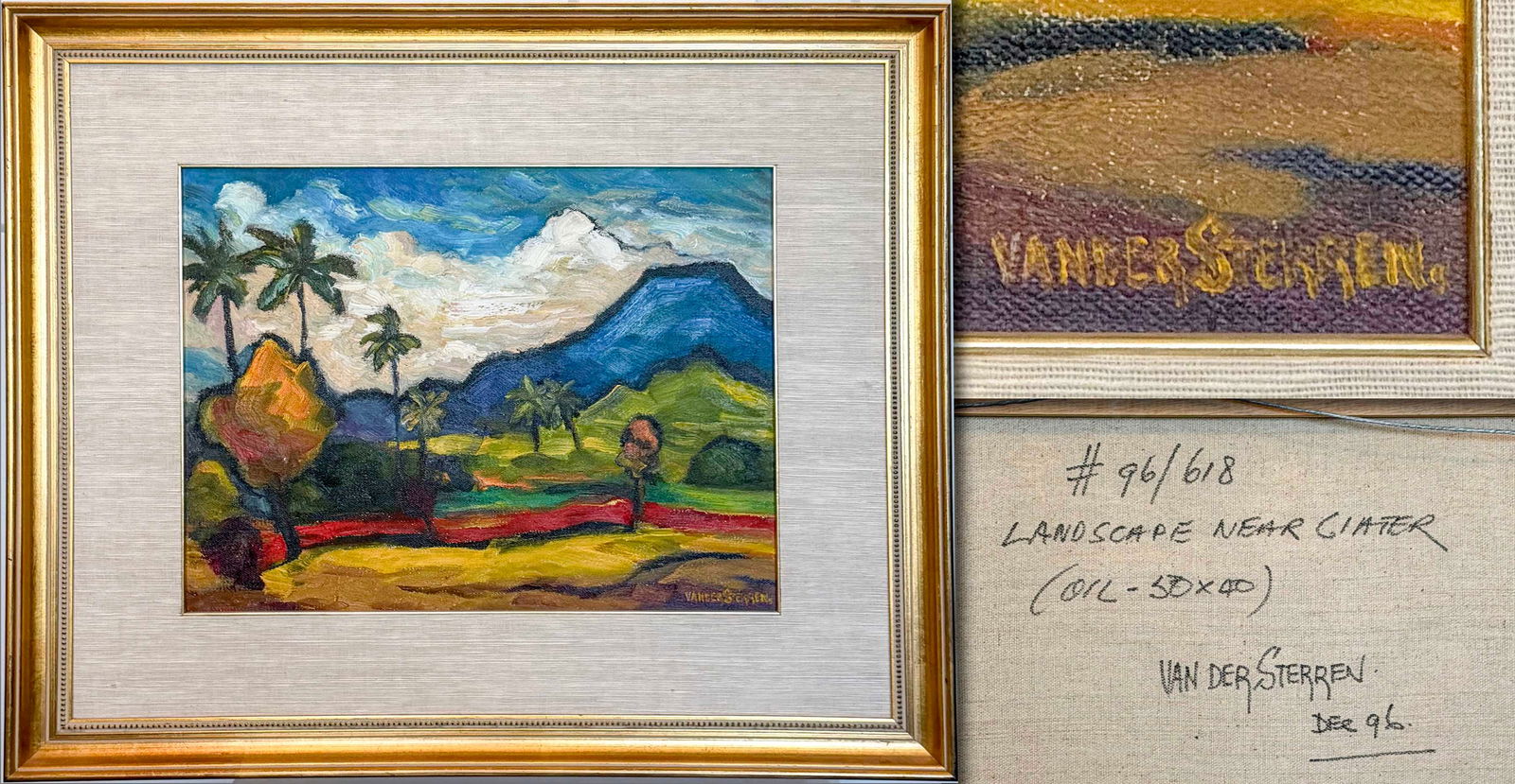 John van der Sterren (Dutch-New Zealander/Indonesian Resident: John van der Sterren (Dutch-New Zealander/Indonesian Resident, b. 1938) – "Landscape Near Cijater" (West Java), Oil on Canvas, Signed, Titled, Dated, and Numbered #96/618, FramedDescription:A vibran