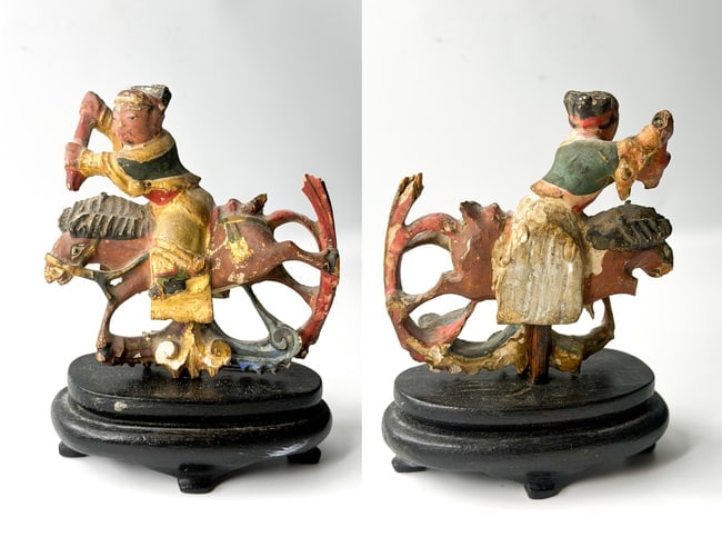 Chinese Polychrome Pottery Figure of a Horseman on Horseback, Sui to Early Tang Dynasty (1 of 1)