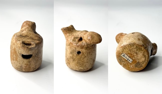 Pre-Columbian Terracotta Bird Effigy Whistle or Ocarina (Avian Zoomorphic Aerophone with Spout (1 of 1)