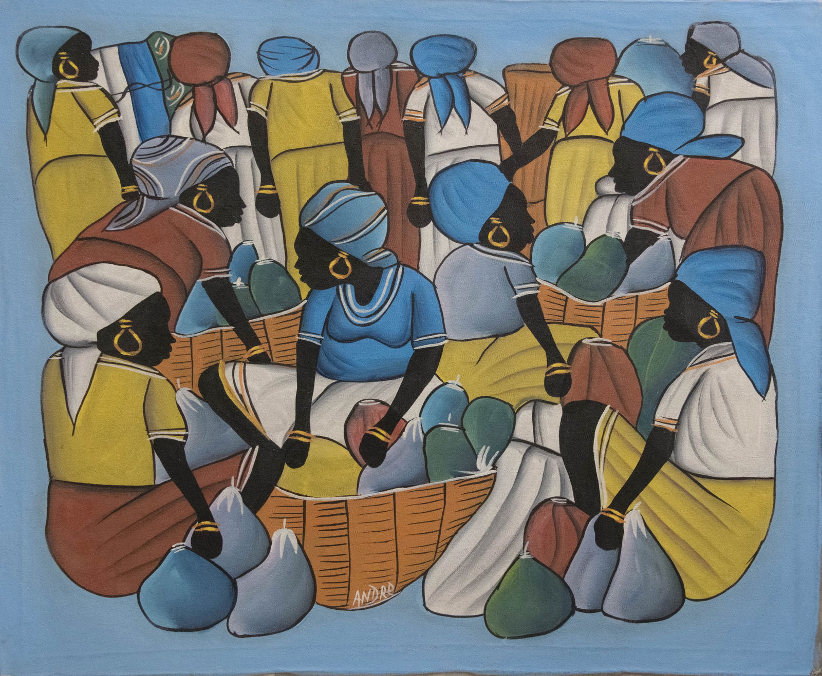 Women at the Market Original Haitian Painting by Andre (1 of 1)