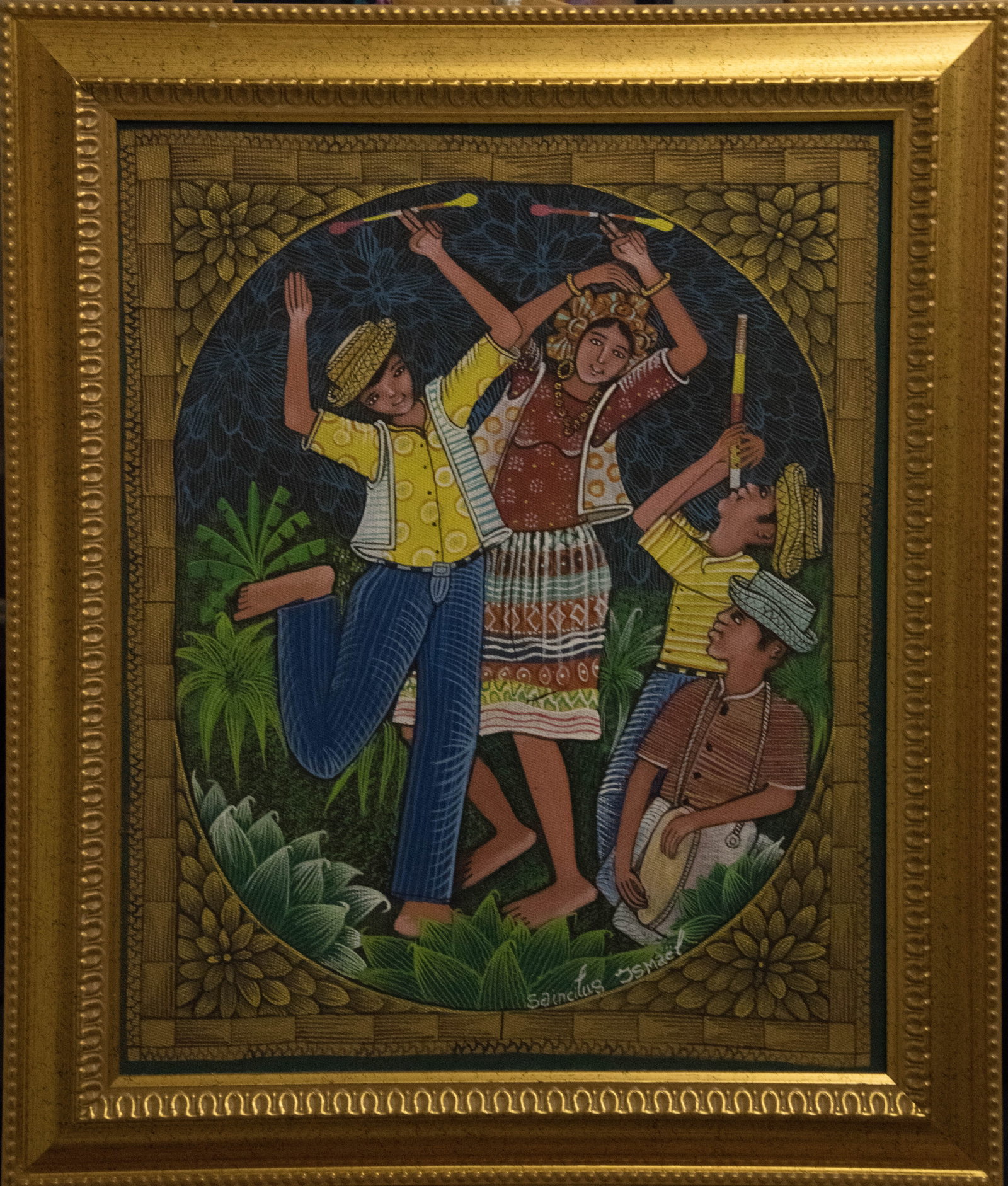 Celebration - Haitian Painting by Saincilus Ismael: Celebration - Haitian Painting by Saincilus Ismael Framed, Oil on Canvas FRAMED GMS FAVORITE