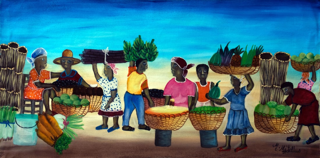 Market Original Haitian Painting by Madeleine Metellus (1 of 1)