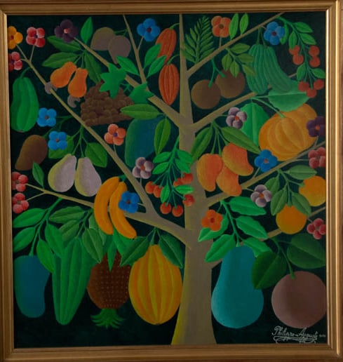 The Fruits of Haiti - Haitian Painting by Salnave Philippe-Auguste: The Fruits of Haiti - Haitian Painting by Salnave Philippe-Auguste Framed, Oil on Hardboard FRAMED