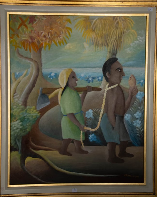 Zombi mon mari - Haitian Painting by Julien Valery: Zombi mon mari - Haitian Painting by Julien Valery Framed, Oil on Canvas FRAMED