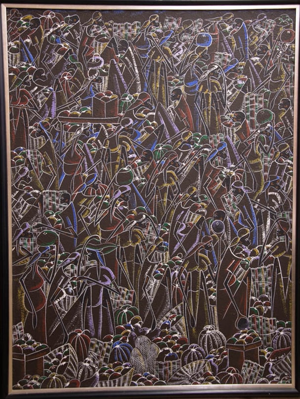 Gingerbread Original Haitian Painting by Rene Haspil: Gingerbread Original Haitian Painting by Rene Haspil Oil on Canvas FRAMED