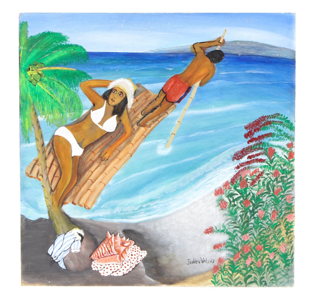 Touriste (Tourist) - Haitian Painting by Julien Valery: Touriste (Tourist) - Haitian Painting by Julien Valery No Frame, Oil on Board