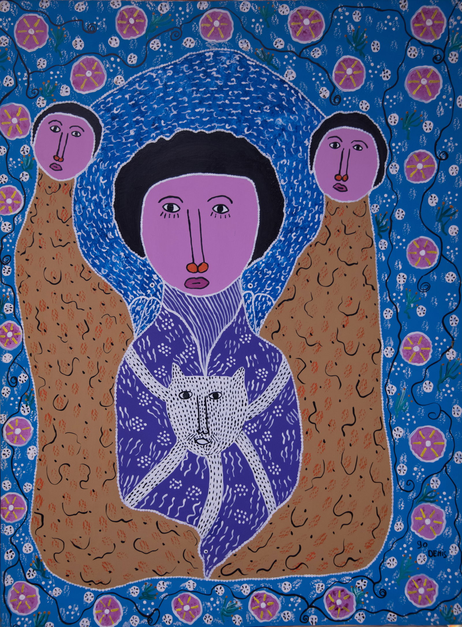 Three Purple Faces - Haitian Painting by Denis Smith (1 of 1)