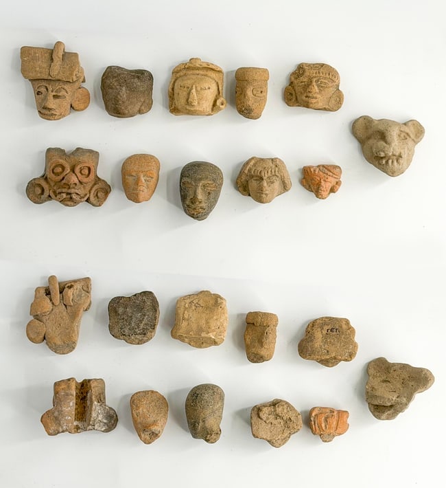 Group of Pre-Columbian Mesoamerican Terracotta Figurine Heads and Fragments (1 of 1)