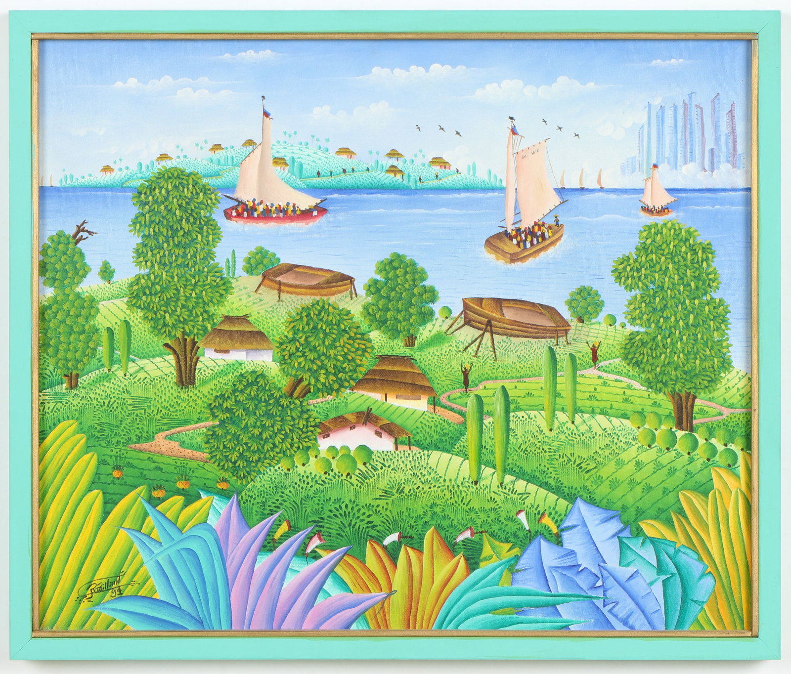 Boat People Original Haitian Painting by Remy Paillant (1 of 1)