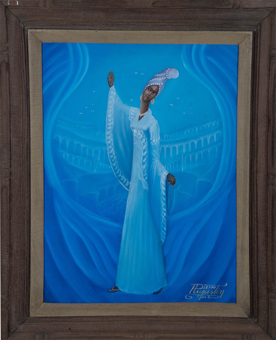 Lady in Blue Original Haitian Painting by Pierre Augustin (1 of 1)