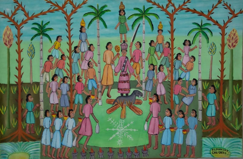 Voodoo Ceremony - Haitian Painting by Alexandre Gregoire (1 of 1)