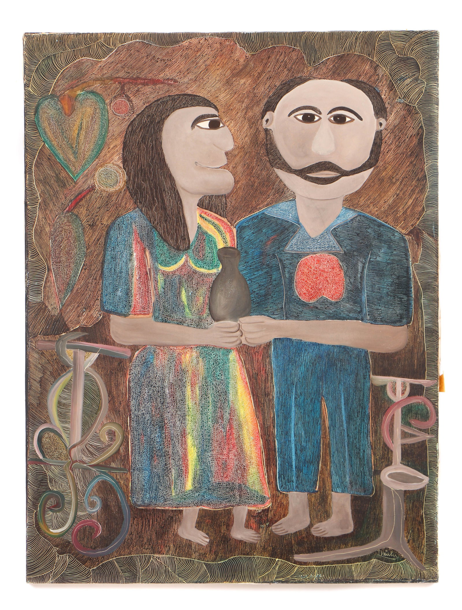 Original Haitian Painting -Couple by Ermistral Charles (Thialy) (1 of 1)