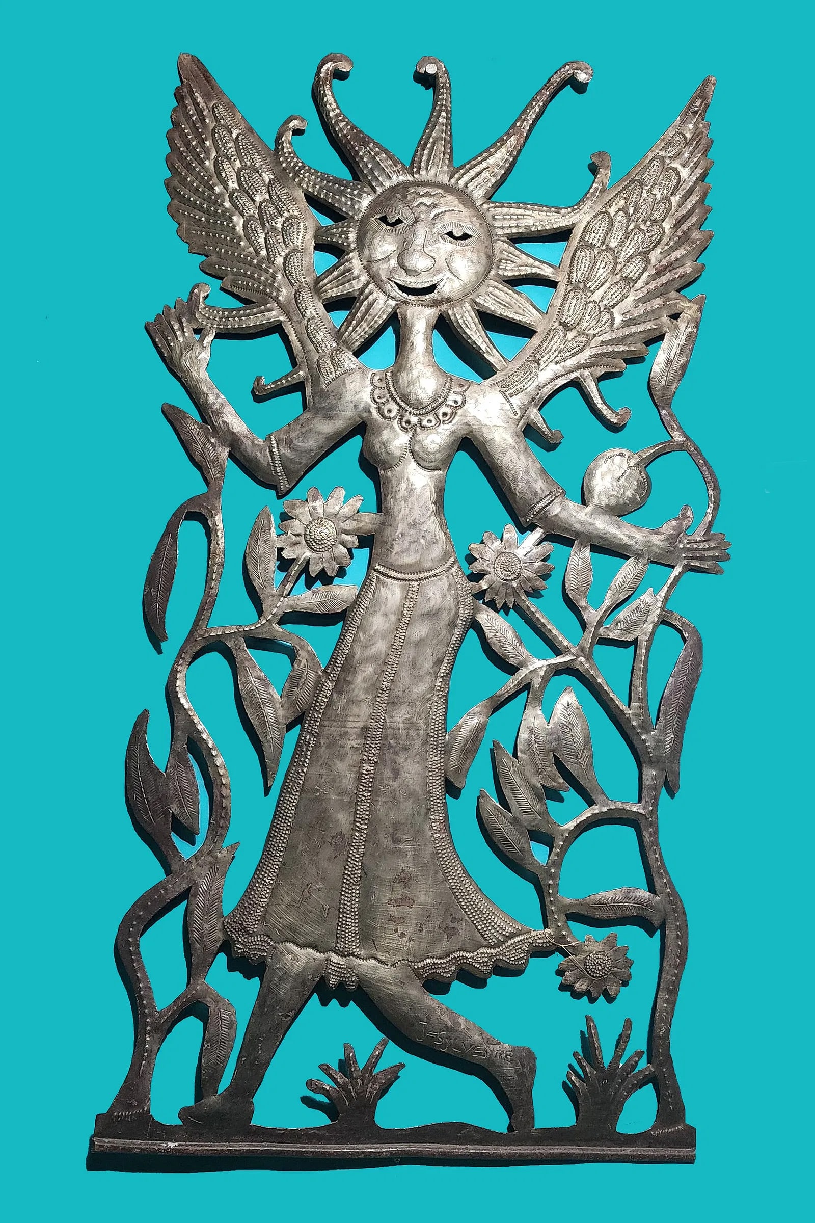 Angel With Sunny Face - Haitian Metal Sculpture by Jean Sylvestre (1 of 1)