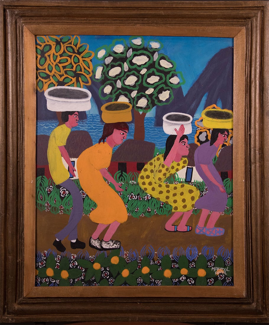 Villagers With Baskets on Their Heads Original Haitian Painting by Makenol Profil (1 of 1)